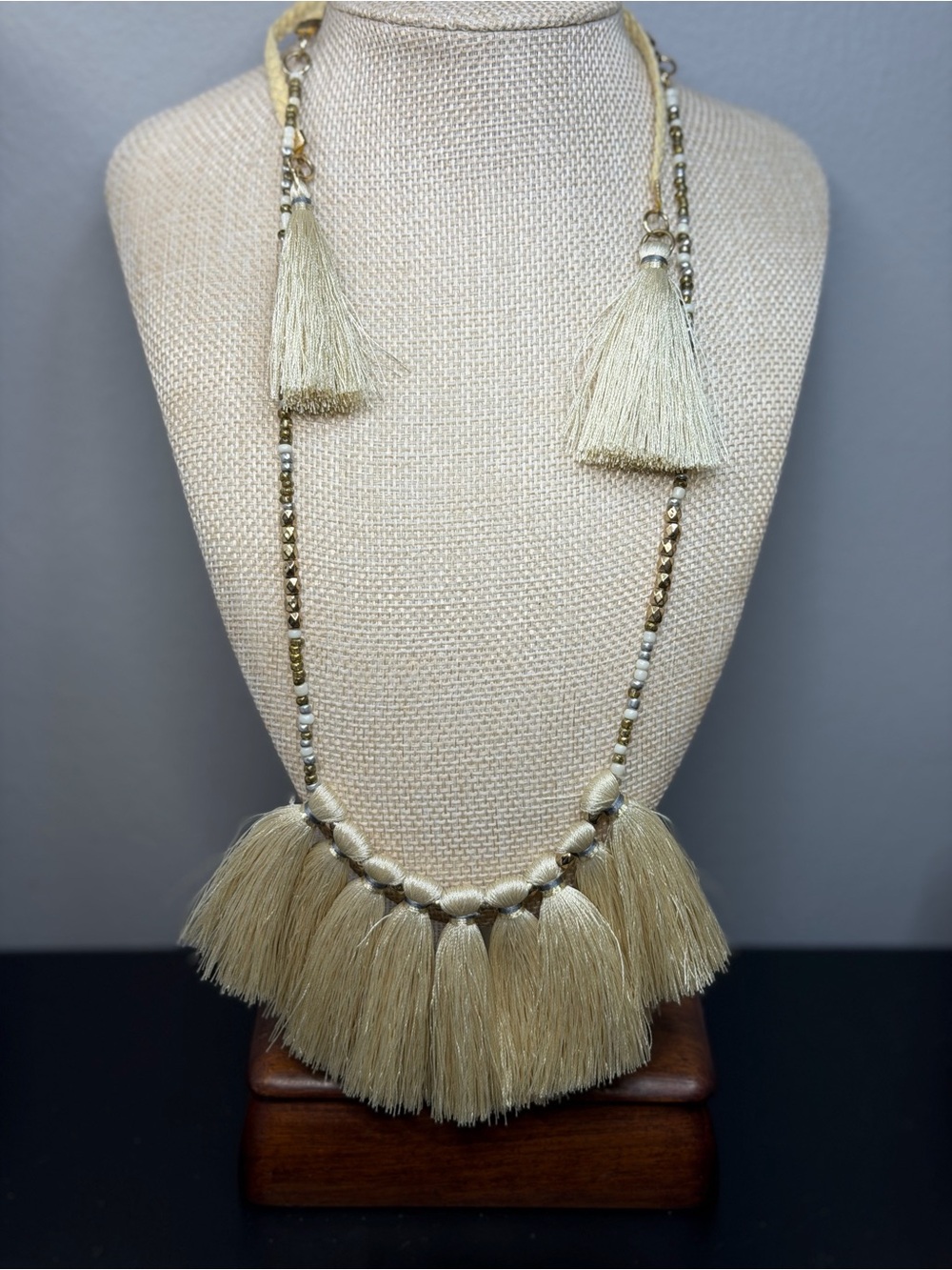 Boho Cream Tassel Statement Necklace - Unbranded